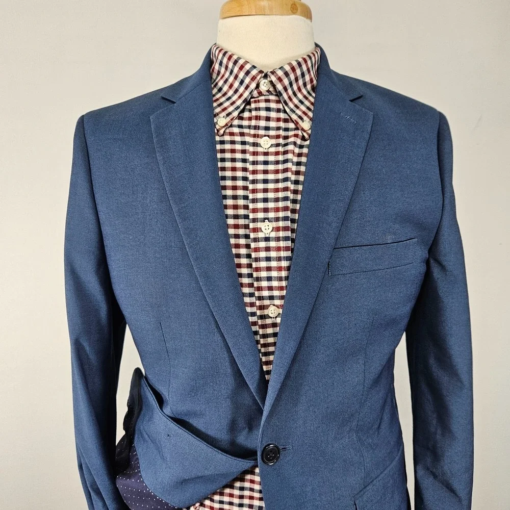 APT.9 Men's Two Button Sport Coat Blazer‎ Navy Polyester Blend Premier Flex 38R